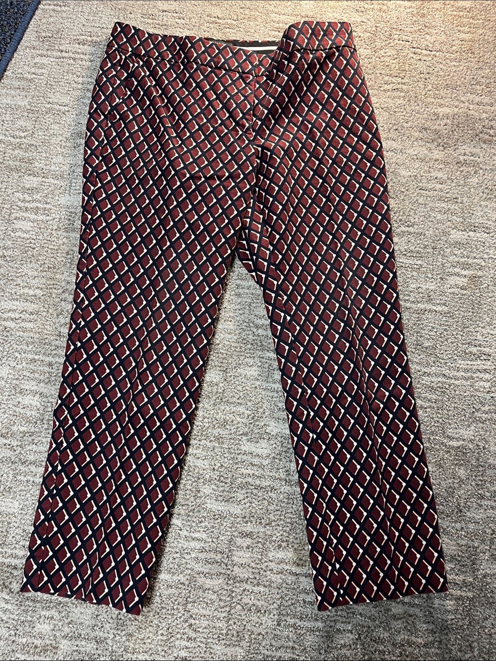 Ann Taylor Ladies Devin fit Burgundy, navy blue Geometric Dress Pants